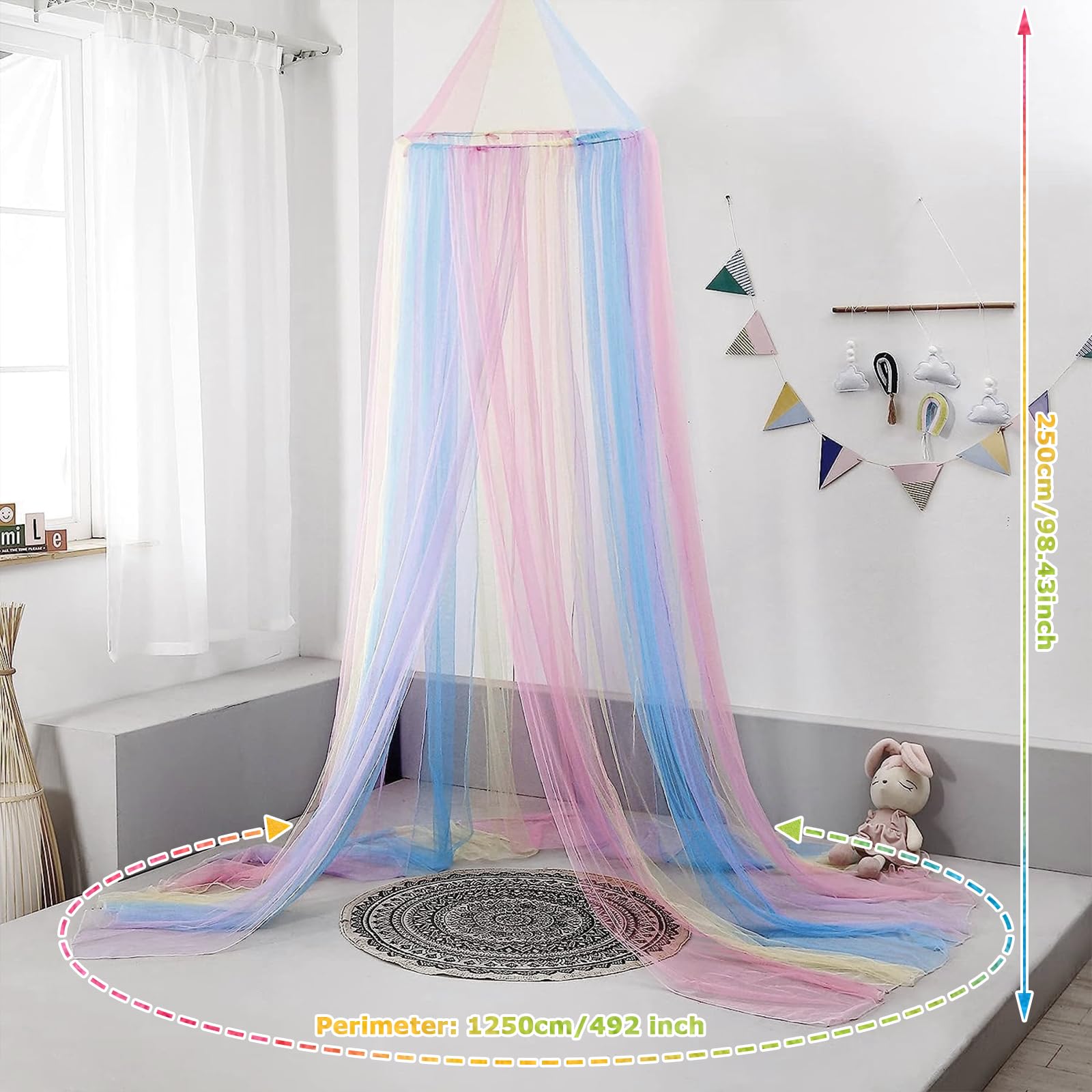Zanzariera Letto Zanzariera Universale a Cupola Baldacchino Zanzariera Princess Cupola Arcobaleno Mosquito Net per Letto Singolo/Matrimoniale per Viaggio e Casa Interno Esterno
