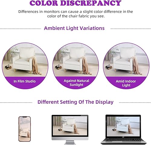 Miniatura 8 de TYBOATLE - Sillón con acento de estilo moderno de mediados de siglo para sala de estar, sillón con reposabrazos afelpado y acogedor con bolsillo