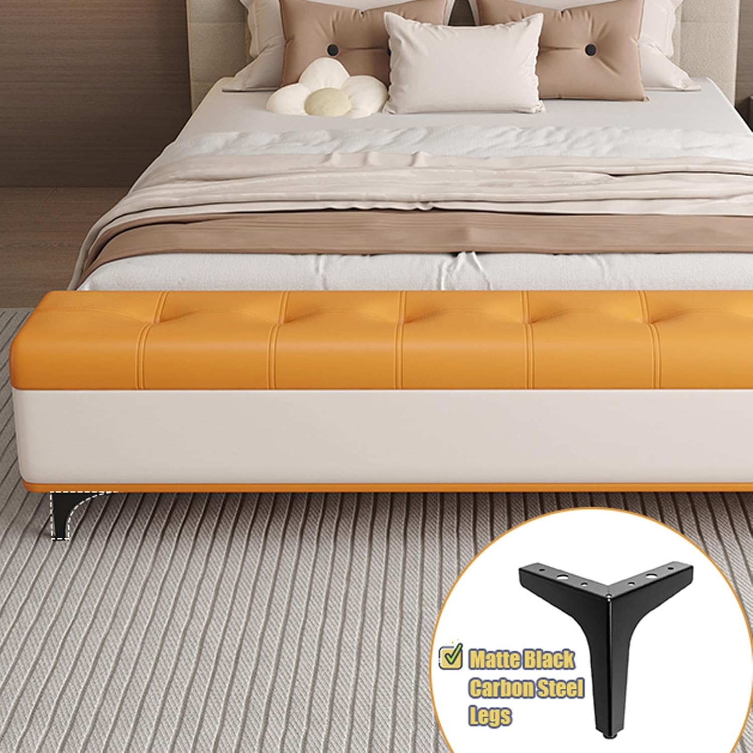 Storage Ottoman Bench, Upholstered Entryway Bench with Seating Shoe Organizer Bench Storage Box for End of Bed, Bedroom, Living Room