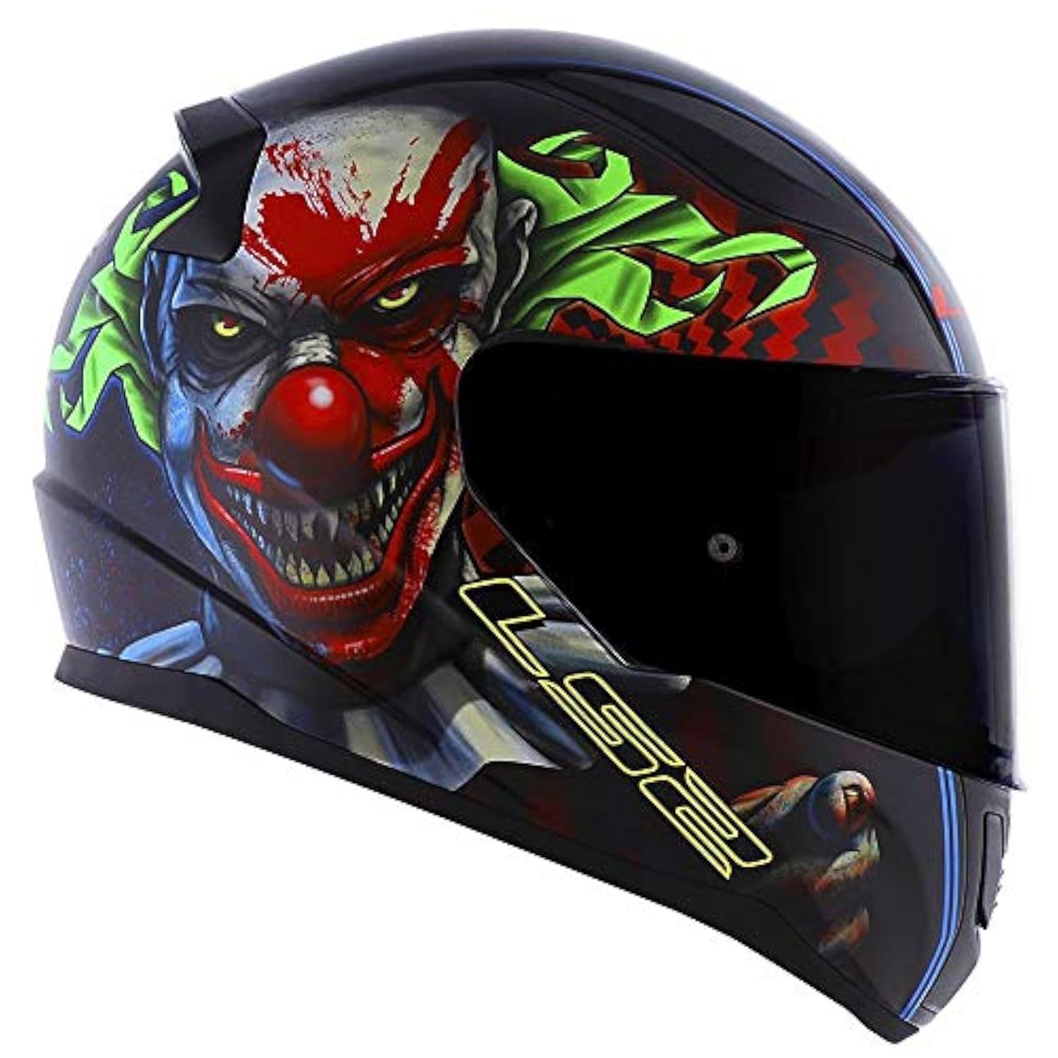 LS2 Full Face Motorbike Helmet Motorcycle Adult Rider Biker Sports Crash Helmet FF353 RAPID HAPPY DREAMS GLOW-IN-THE-DARK SCARY CLOWN + Dark Tinted Visor (XL): Buy Online at Best Price in Egypt