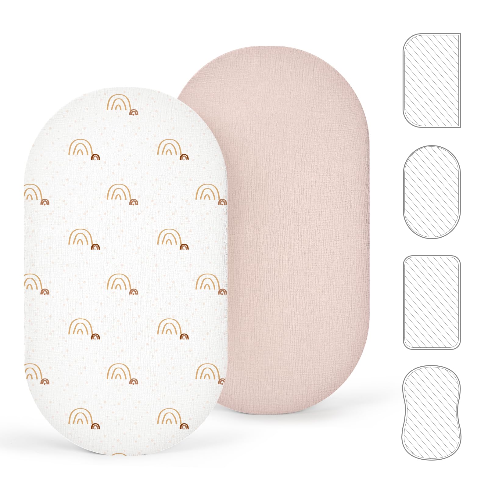 lulumoon 2er Pack Musselin Baby Bettlaken für Stubenwagen & Beistellbett
