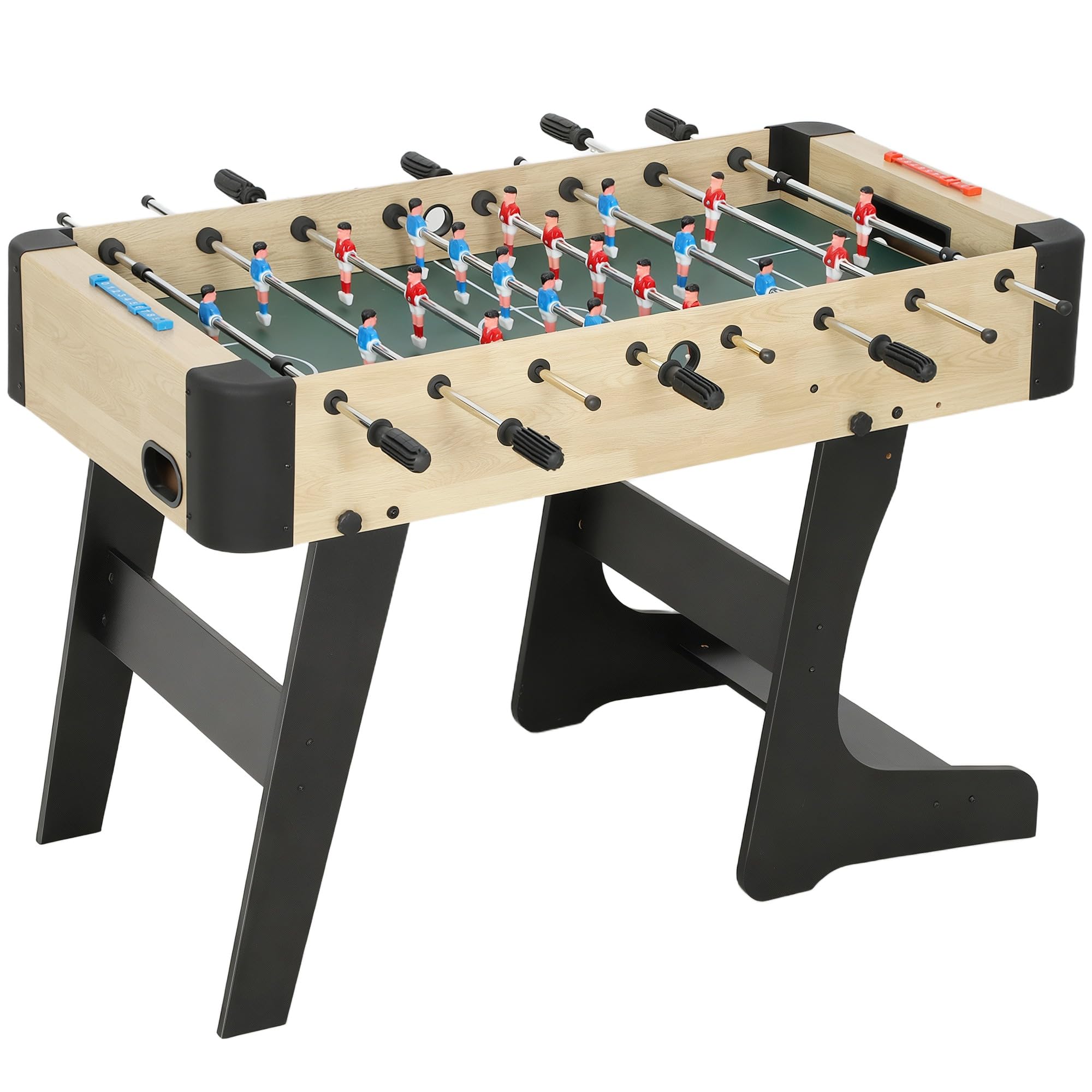 SPORTNOW Futbolín Plegable de Madera 118x107,5x78 cm Natural