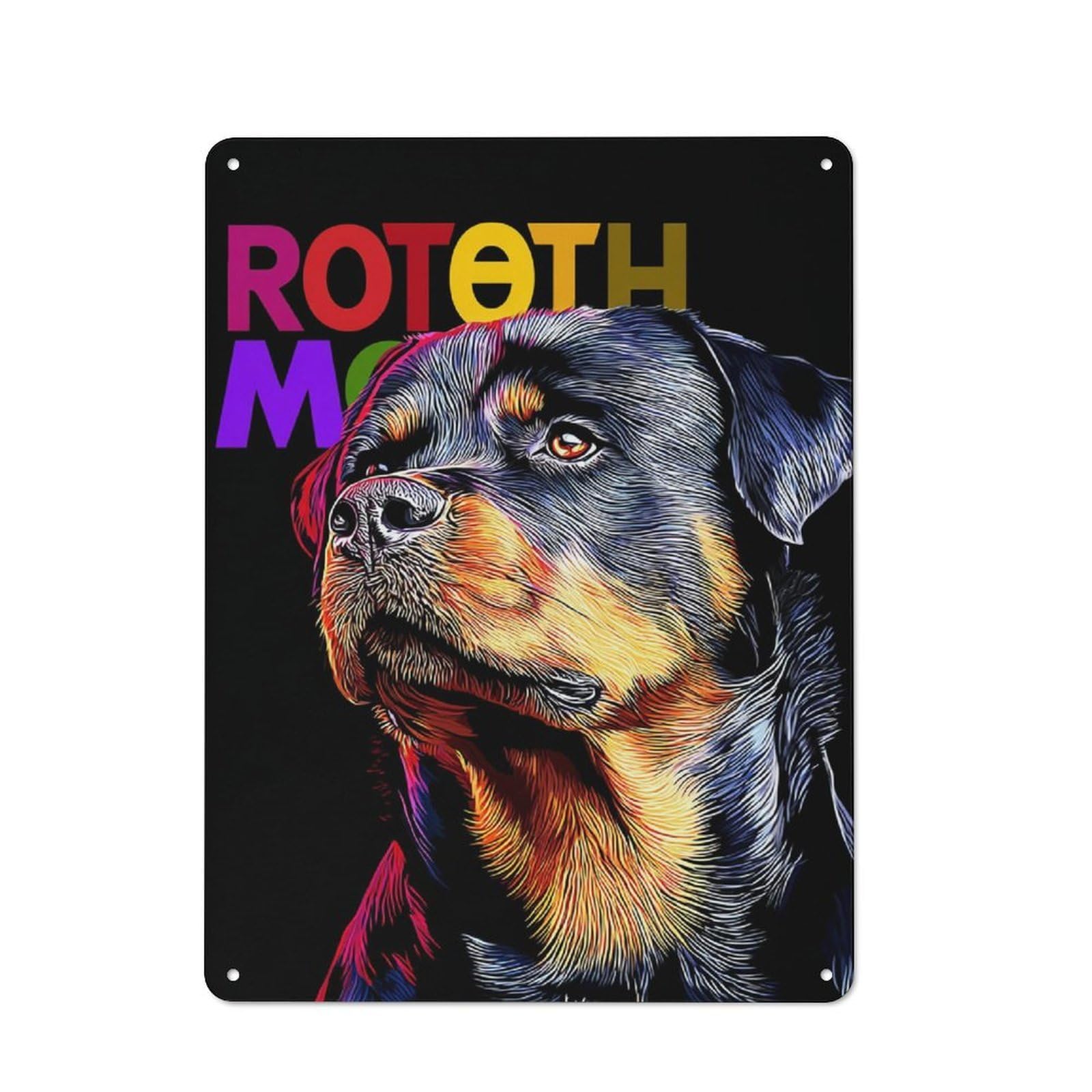 Junmoney Colorful Rottweiler Portrait Art Vintage Tin Sign 40X30cm With For Man Cave Or Games Room, For Games Room Collectors