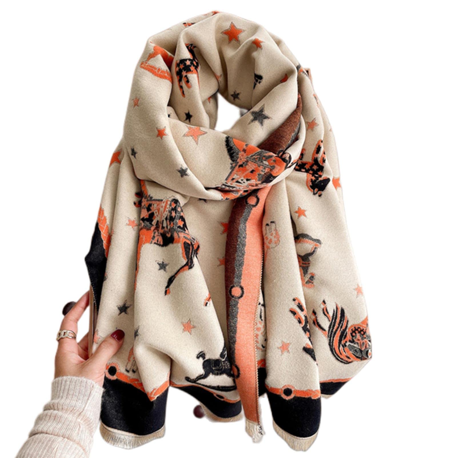URYYRIT Foulard Écharpe Cachemire Chaude Dames Imprimer Un Châle De Couverture Hivernale Épaisse Et Envelopper Pashmina 180 * 65 Cm Femmes-Wyt153-1