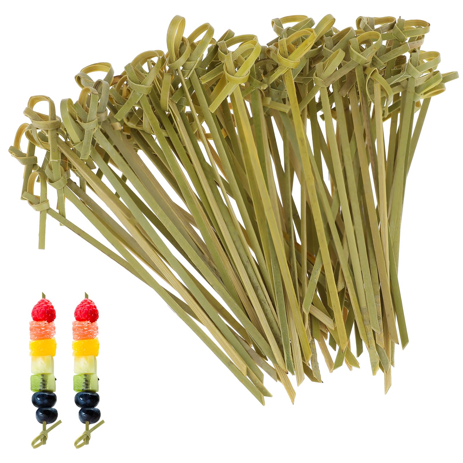 COMNICO Cocktail Picks 100 PCS 4.7 Inch Toothpicks for Appetizers Handmade Bamboo Sticks Pearl Cocktail Picks Skewers for Drinks Wedding Party Decorative