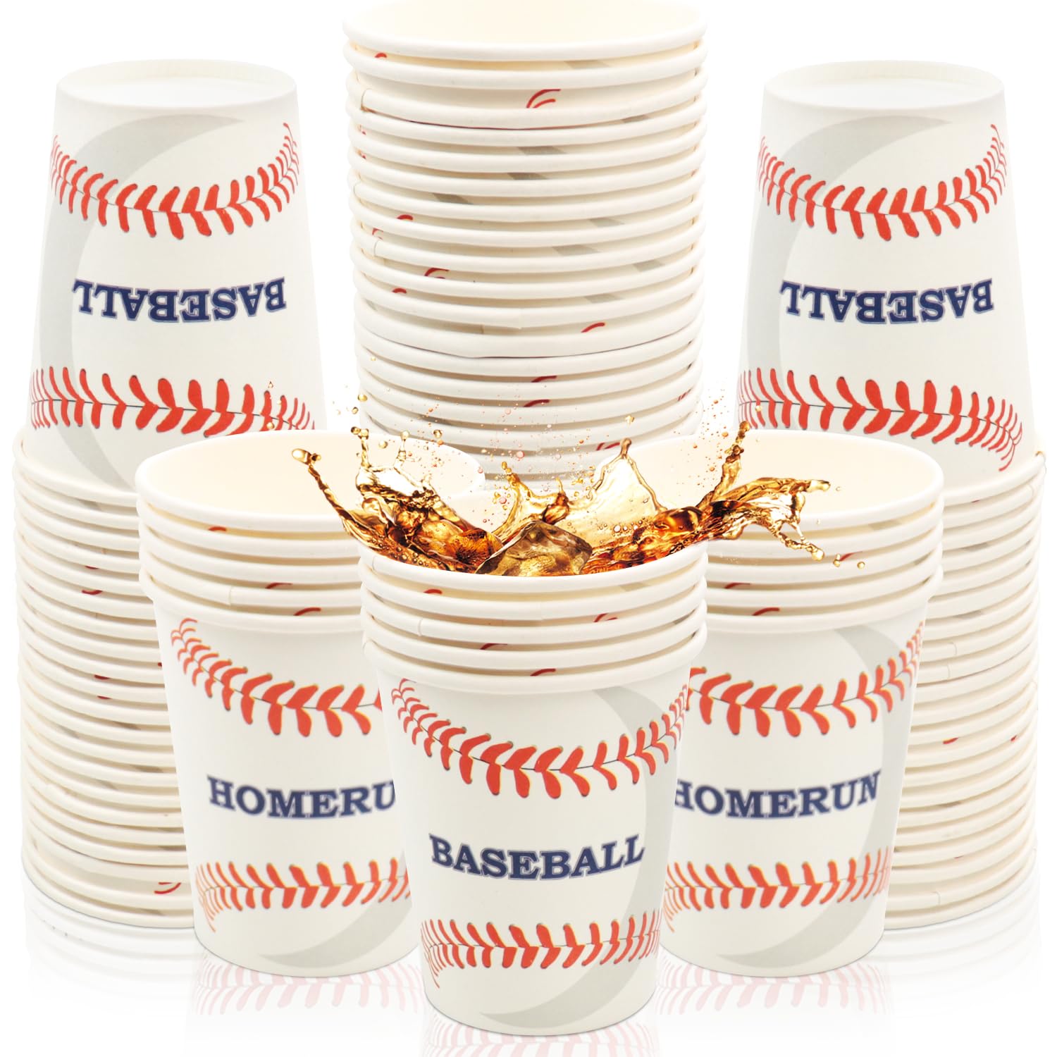 PIXHOTUL 100Pcs Baseball Party Cups - 9 Ounce Disposable Paper Baseball Cups - Baseball Party Decorations for Baseball Theme Birthday Party, Game Day Party, Baseball Fans Daily Use