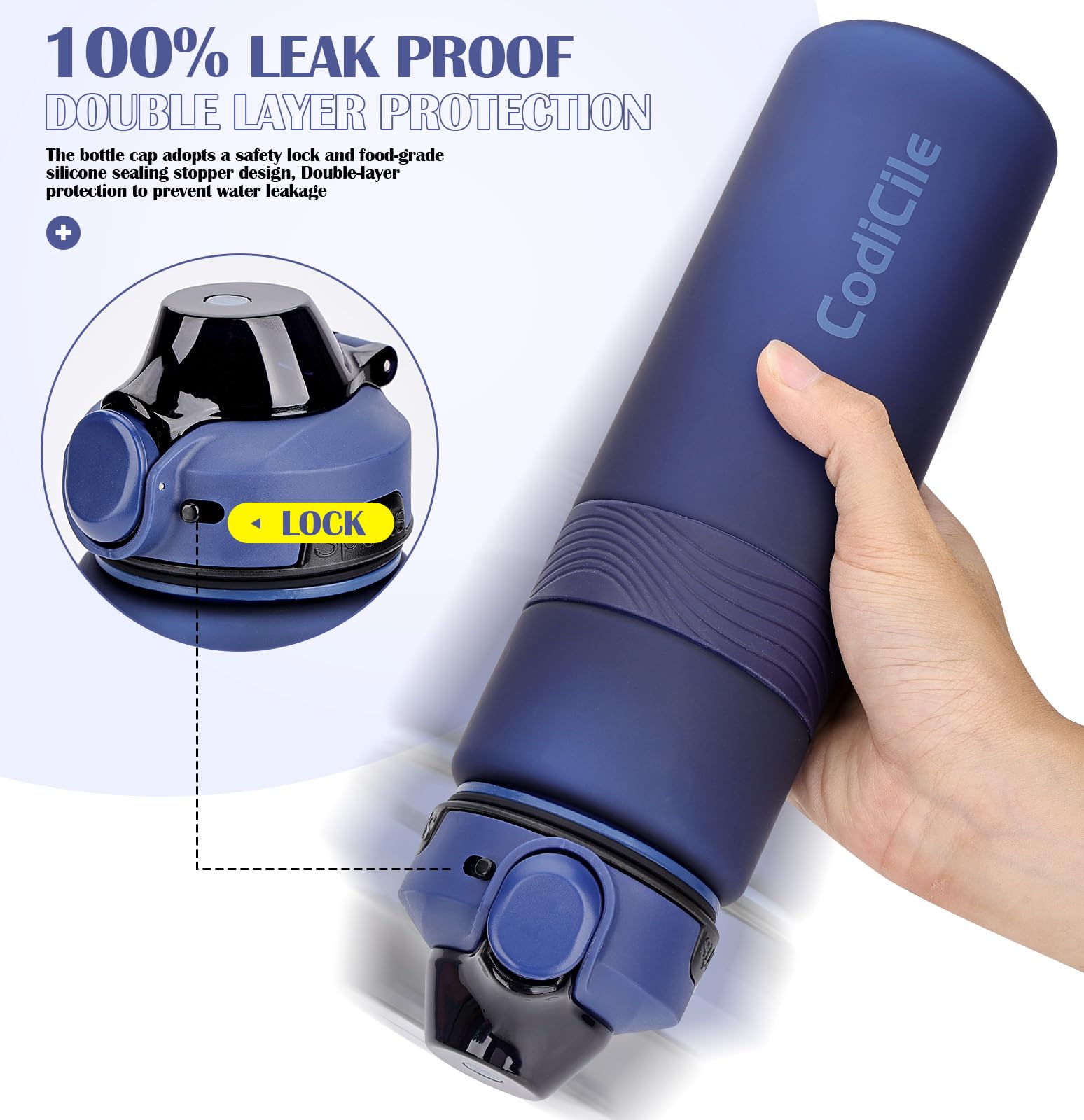 CodiCile Water Bottle, BPA Free 1l Water Bottle Leak Proof Drinks Bottle, Large Sports Bottle Great for Gym School - Image 4