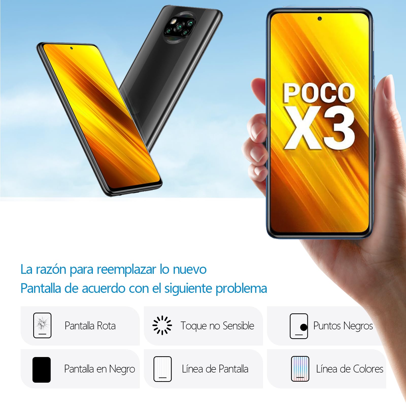 RongZy para Xiaomi Poco X3/Poco X3 Pro/Poco X3 NFC LCD+Pantalla Táctil Digitalizador Asamblea Reemplazo +Reparación Herramientas(6.67'')