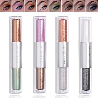 8 Colors Colored Liquid Glitter Eyeshadow,Silver Metallic Shimmer Colorful Eye Shadow Set Waterproof Long Lasting Quick-Drying Sparkling Liquid Eyeshadow Makeup Palette Set for Eyes