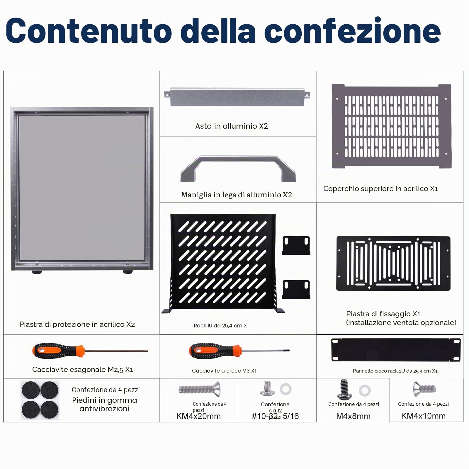 GeeekPi Armadio per server 4U, rack per server da 10 pollici per apparecchiature di rete, audio e video, custodia per montaggio su rack DeskPi RackMate T0