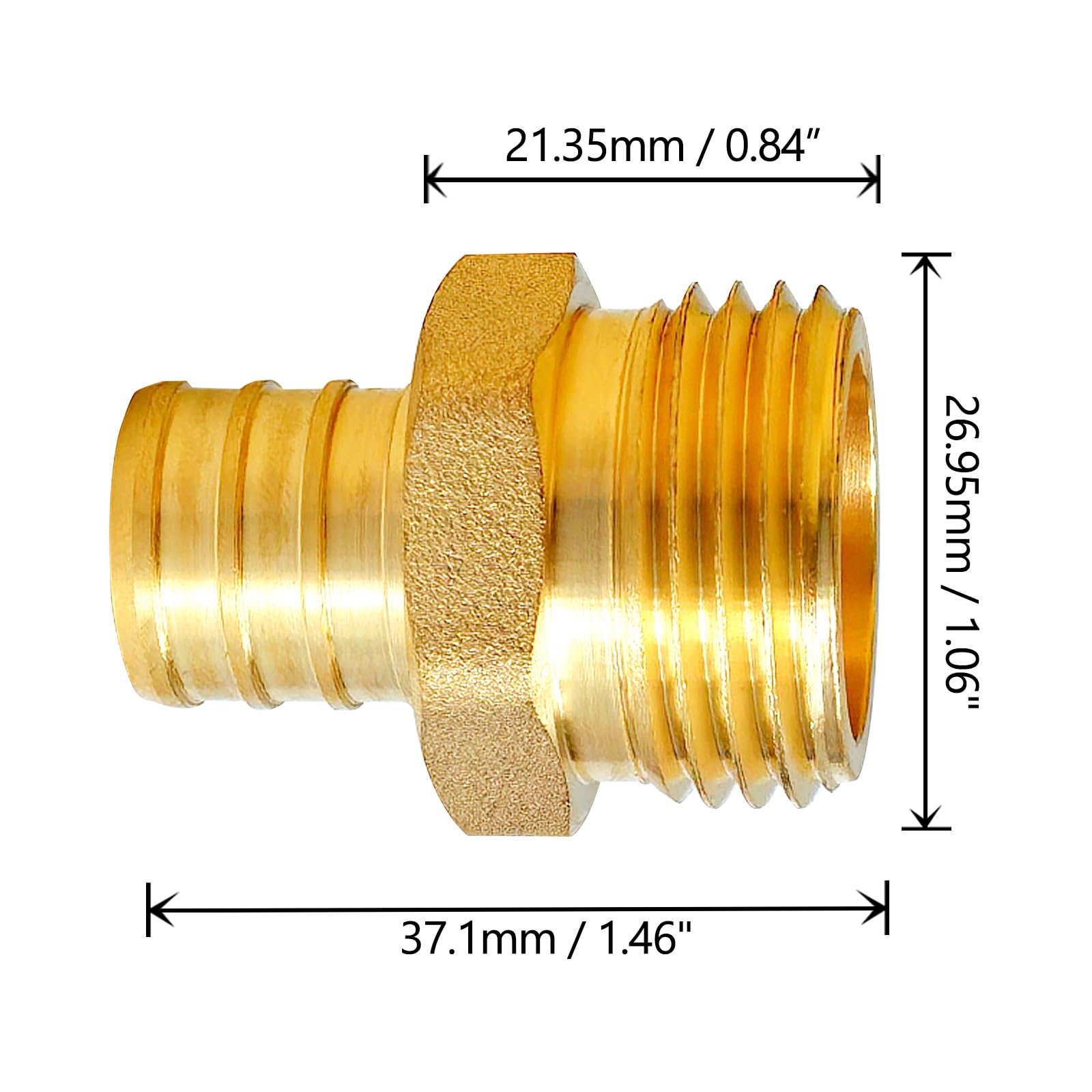 3 conectores macho PEX de 3/4 pulgadas x 3/4 pulgadas GHT macho, accesorio Pex de latón, adaptador de manguera de jardín para fontanería PEX, manguera de jardín y sistemas de riego