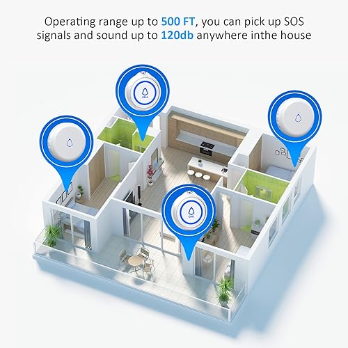 Miniatura 3 de Botón de llamada para cuidadores para personas mayores localizador inalámbrico para cuidadores, botones de pánico de llamada de enfermera, alarma de