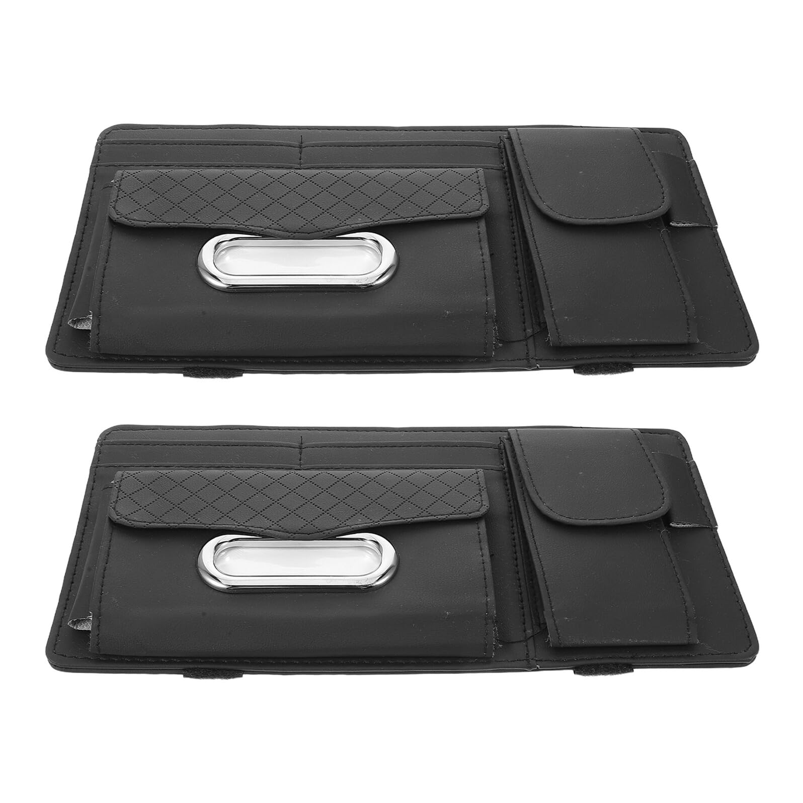 Auto Sonnenblenden Organizer 2 Stück mit Brillenhalter Taschentuchbox und Kartenfächern Universeller Visier Organizer für Pkw LKW und SUV