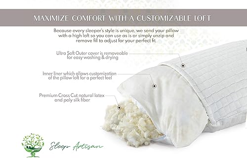 Miniatura 2 de Sleep Artisan Almohada de látex tamaño King ajustable con funda lavable (1) fabricada en los Estados Unidos (King)