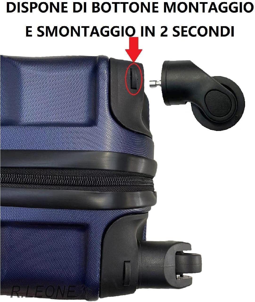 R.Leone Valigia Trolley Bagaglio a mano Rigido Ultraleggero in ABS 4 Ruote Autonome (Rose Gold, 2130 Valigia 56x45x25cm)