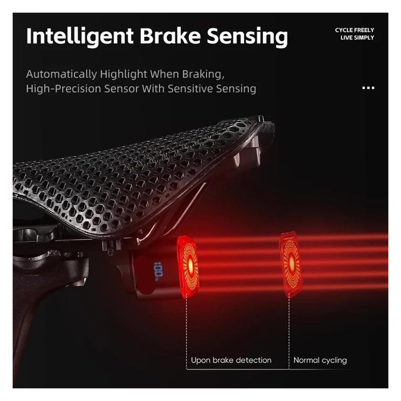 1 luz trasera inteligente con sensor de freno para bicicleta
