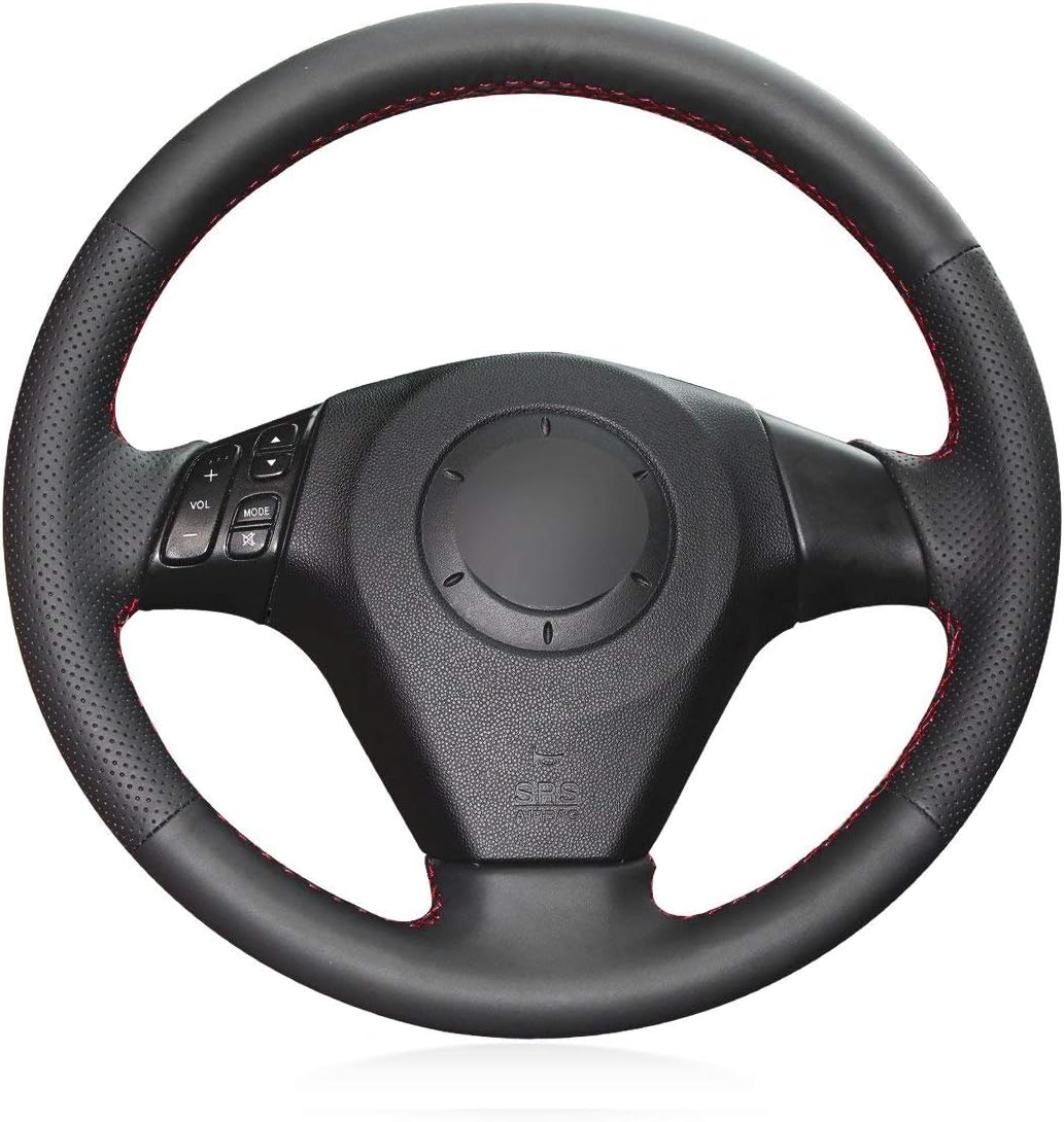 Black Microfiber Leather Steering Wheel Cover for 2004 2005 2006 2007 2008 2009 Mazda 3/2003-2008 Mazda 6/2006-2010 Mazda 5/2004 2005 2006 Mazda MPV Accessories Parts