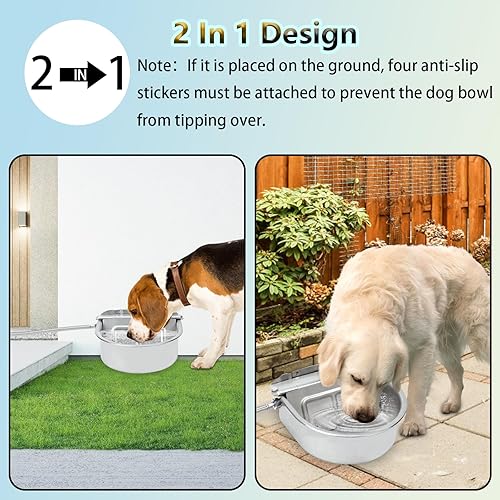 Miniatura 4 de BWOGUE Dispensador automático de agua para perros, cuenco de agua automático para perros de 1 galón con válvula de flotador, dispensador de acero