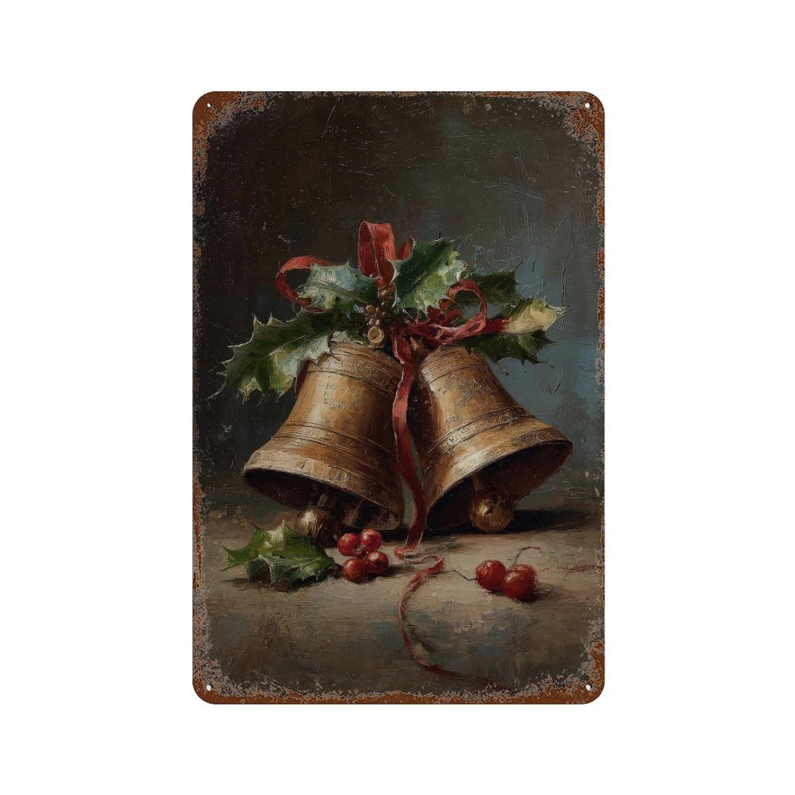 xiaoxiaoshen Christmas Bells. Realistic Wall Decor Art Metal Tin Poster Modern Home Decor Art Home Bar Shop Decorations Vintage Sign 30x20cm