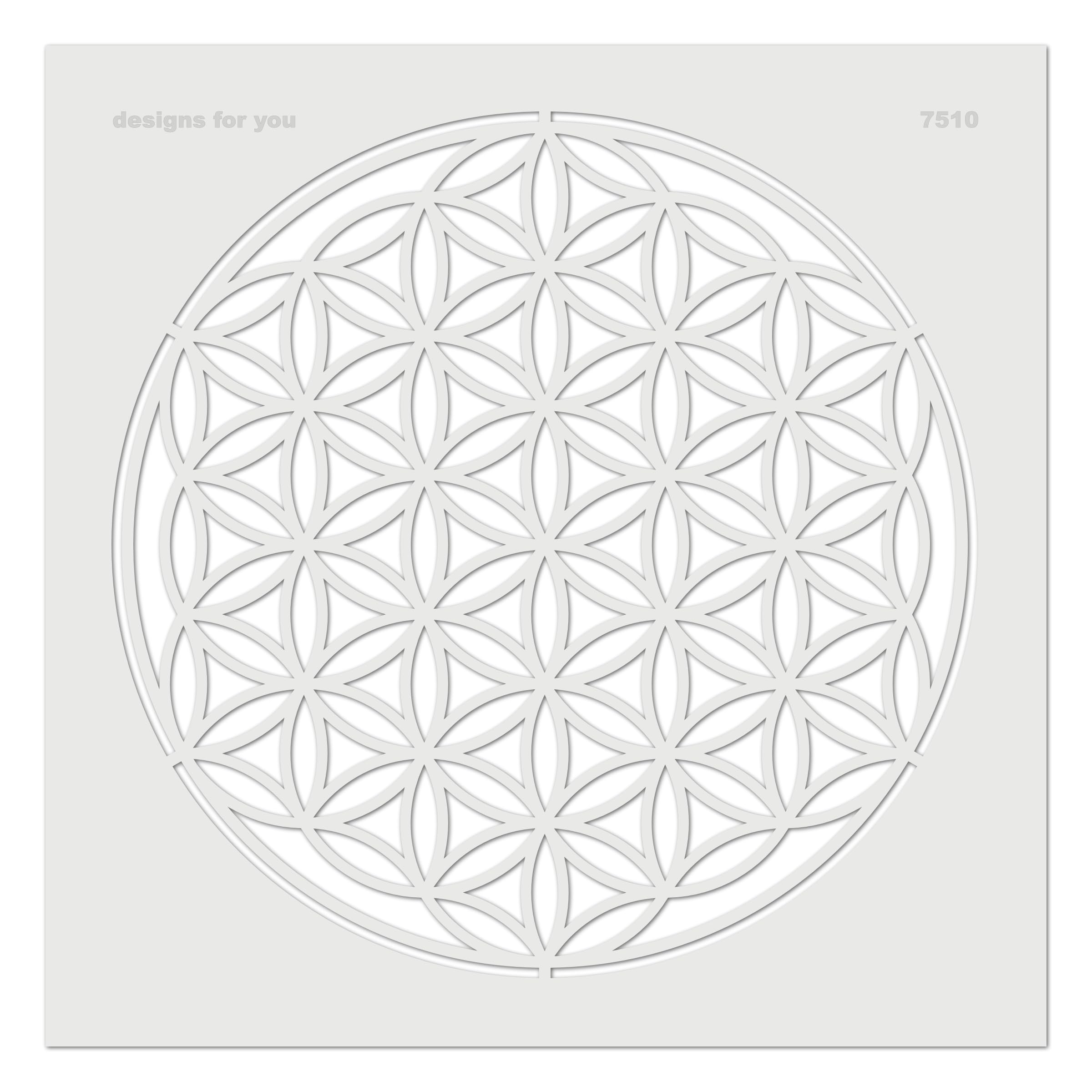 designs for you Schablone – Blume des Lebens, wählbar Ø 30 cm bis 80 cm // Malerschablone Lebensblume in S - XXL für ihre Wandgestaltung // Wandschablone ist wiederverwendbar (XXS)