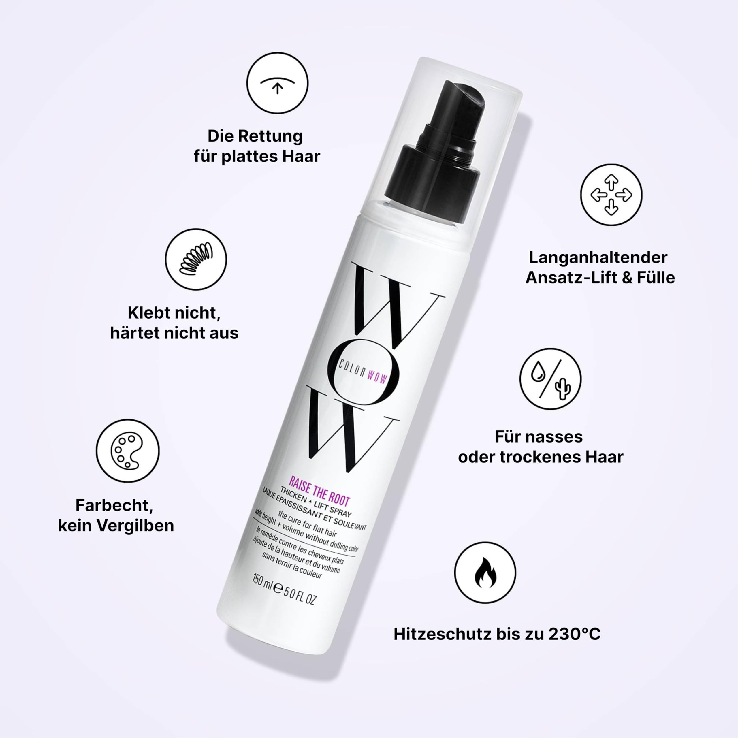 COLOR WOW Raise the Root Thicken + Lift Spray: Verleiht sofortiges Volumen und einen langanhaltenden Ansatz-Lift, 150ml