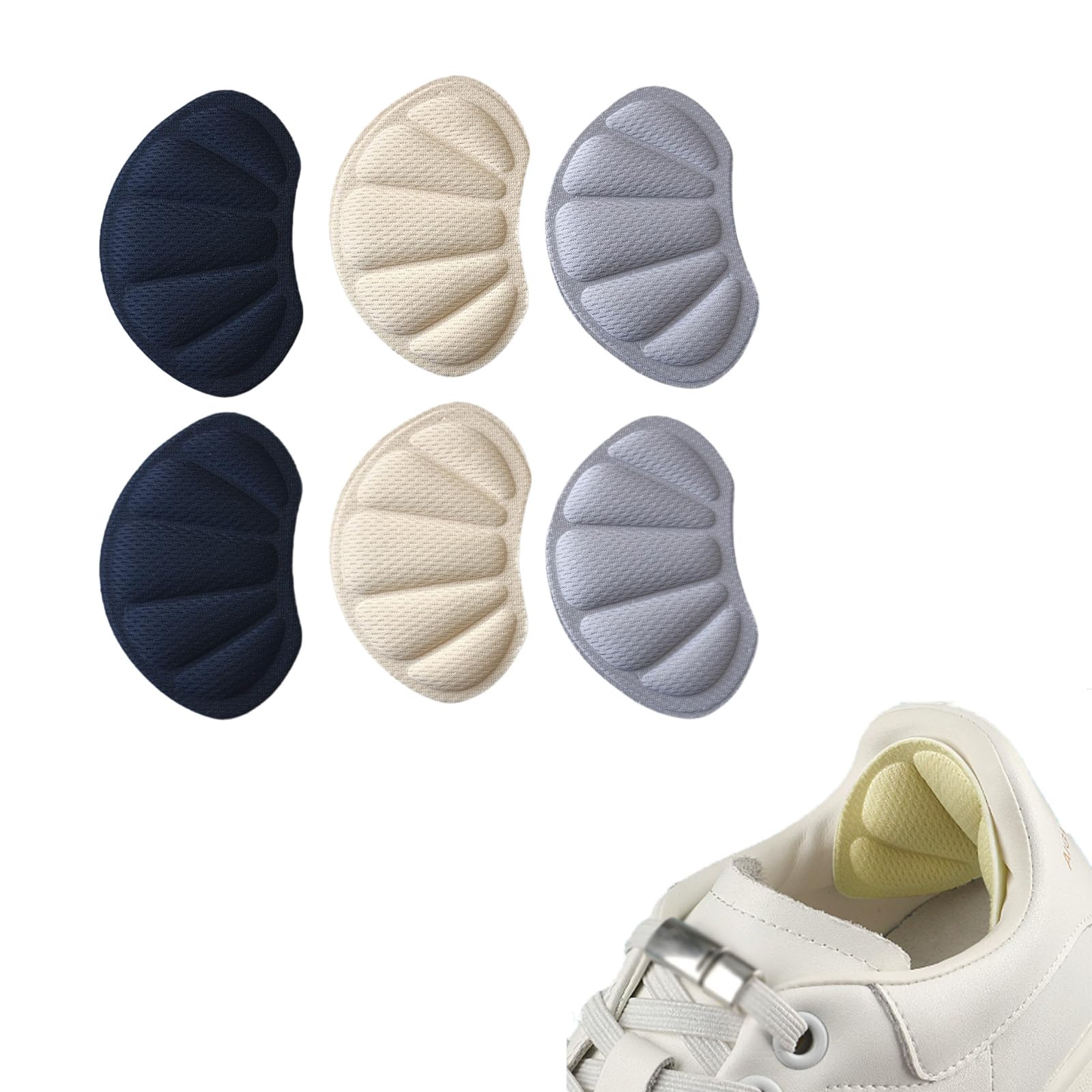 Taloneras para Zapatos Premium - 3 Pares Insertos para Zapatos Sueltos, Color Negro, Gris y Beige, Protectores Antideslizantes con Adhesivo Fuerte, Amortiguación Cómoda y Recortables