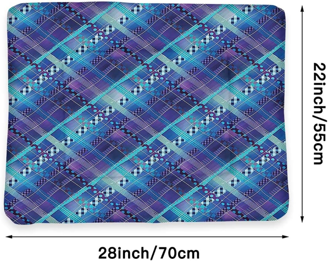 review Purple Blue Pet Products Self-Warming Pet Pad Polka Dots Tiles Stripes Patch Work Super Soft Plush Dog Crate Pad for Travel or Home Navy Blue Decor 22