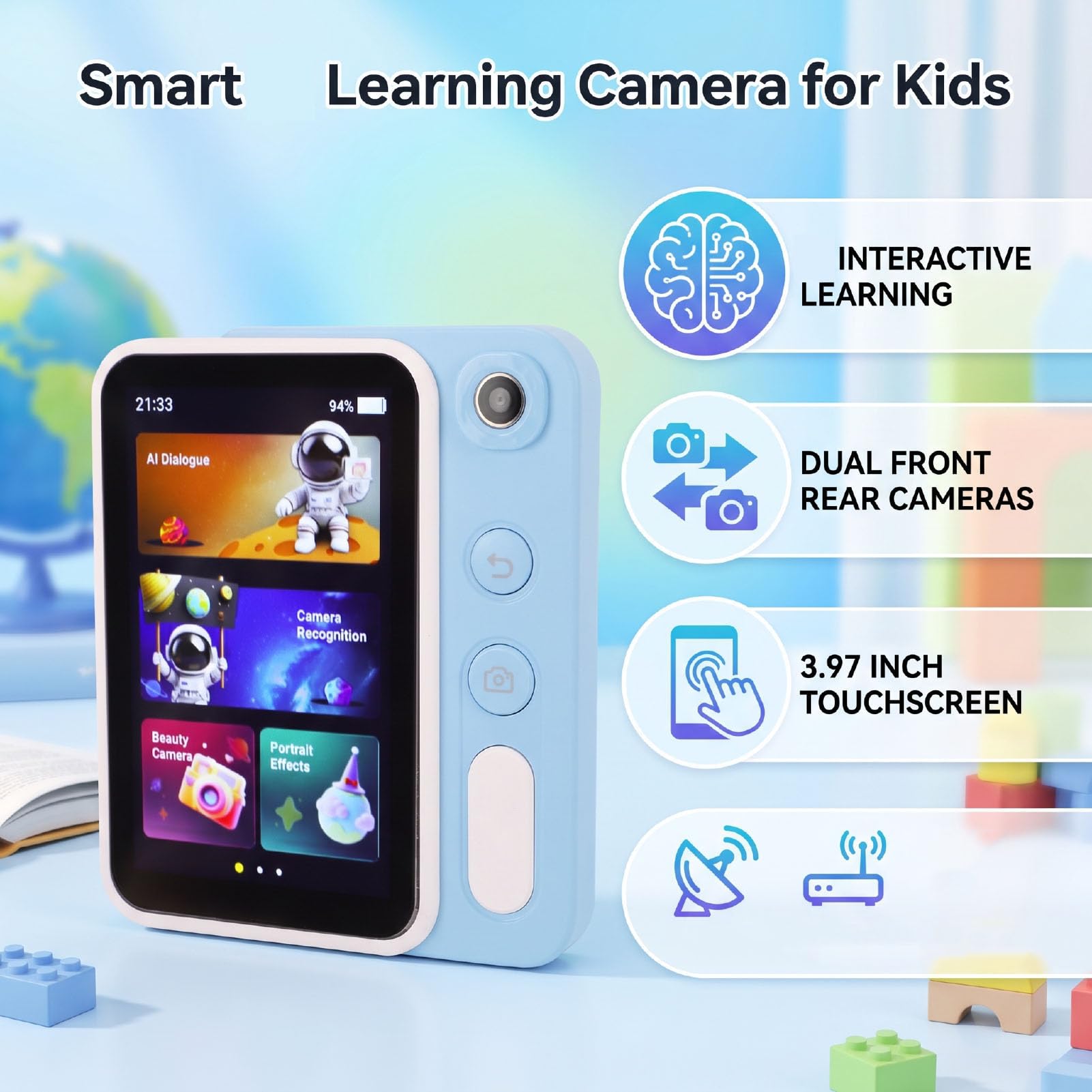 KIMISS Caméra d'apprentissage, Appareil Photo éducatif avec écran Tactile