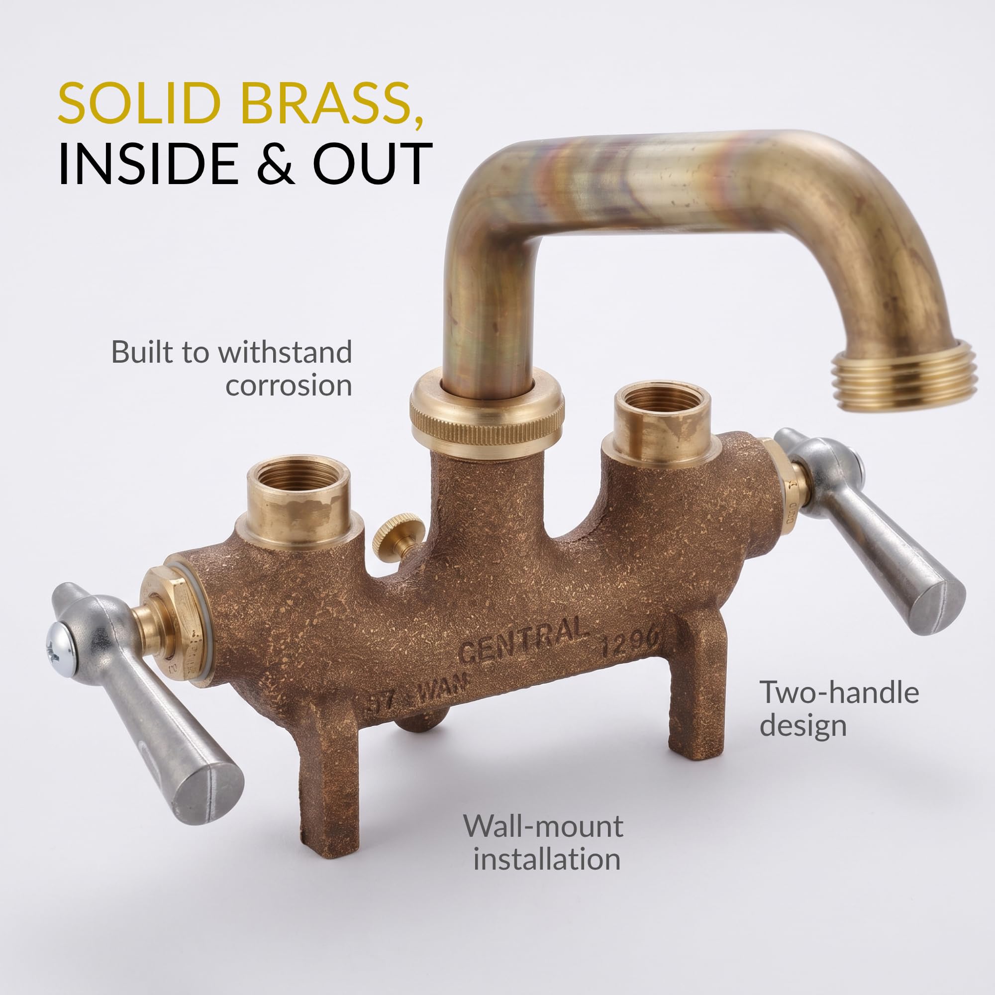 Central Brass Laundry Faucet - Durable Wall Mount -4