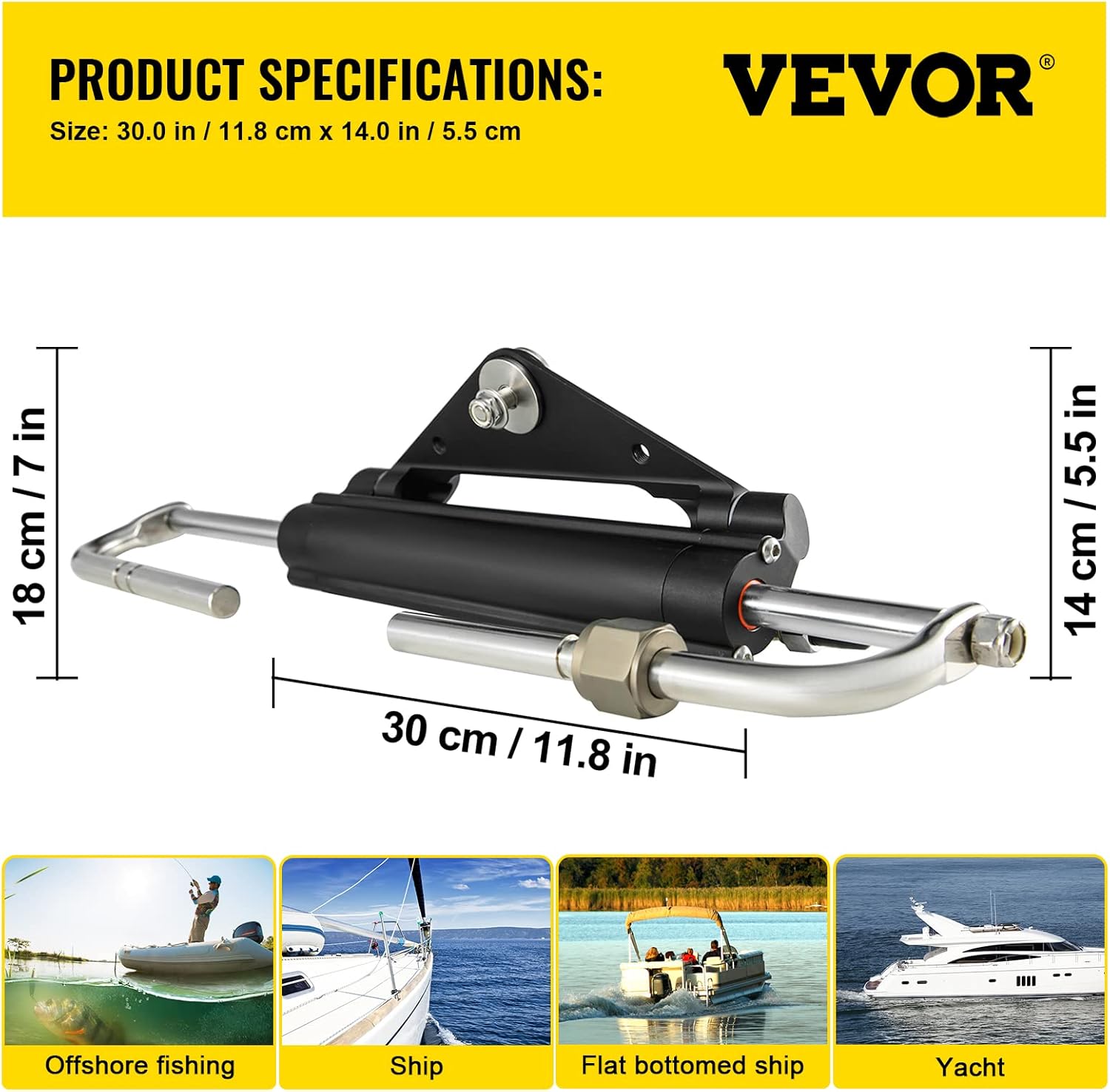 VEVOR Outboard Hydraulic Steering Kit, Hydraulic Steering Cylinder, Hydraulic Outboard Steering Kit