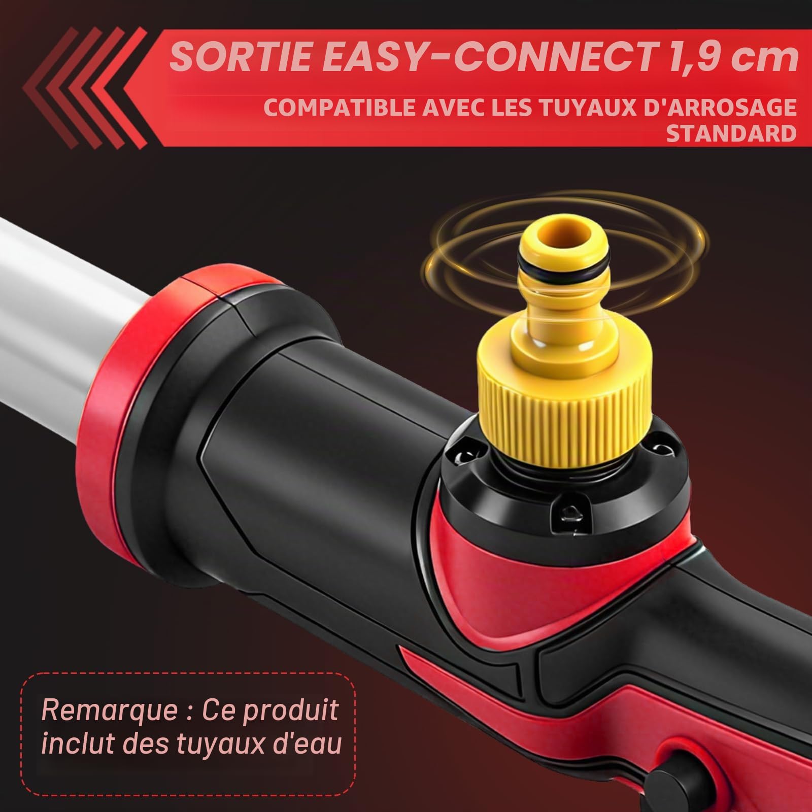 Pompe de transfert d'eau sans fil pour Milwaukee 18V (sans batterie) | 90 l/min, pompe de puisard portable, 1,5m tuyau et buse, pour piscine, jardin, étang