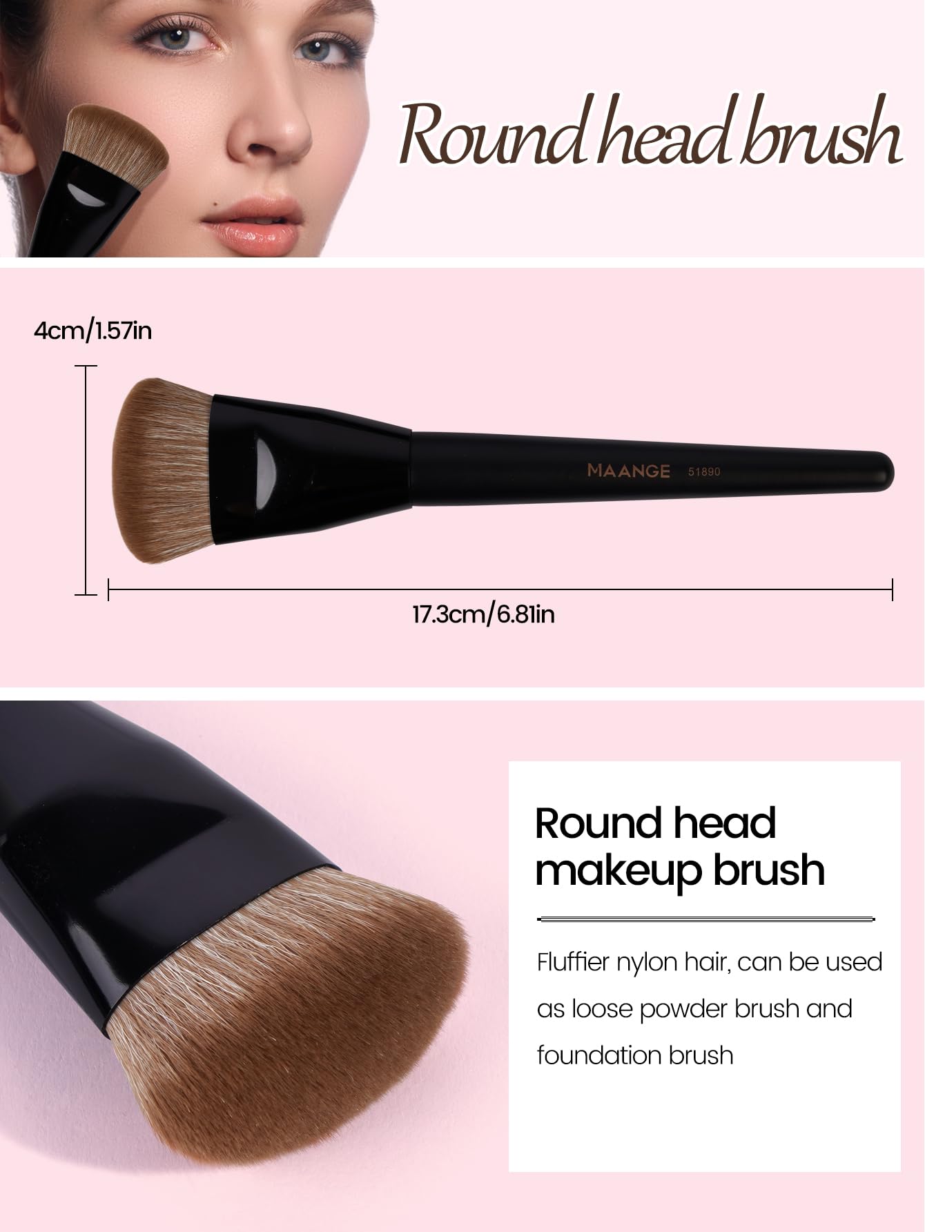 MAANGE Pennello per make-up per fondotinta, 4 pezzi Premium Foundation & Correttore Brush (piatto/obliquo/arrotondato obliquo/appuntito) per fondotinta liquida, crema, polvere e contouring