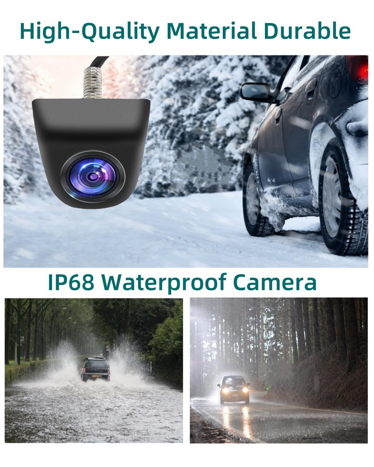 HD1080P/NTSC Cámara Trasera Frontal para Coche, IP68 Cámara de Marcha Atrás a Prueba de Agua con Visión Nocturna Clara, Ancho Angulo de Visión de la Cámara de Seguridad para Camiones RV Pickup