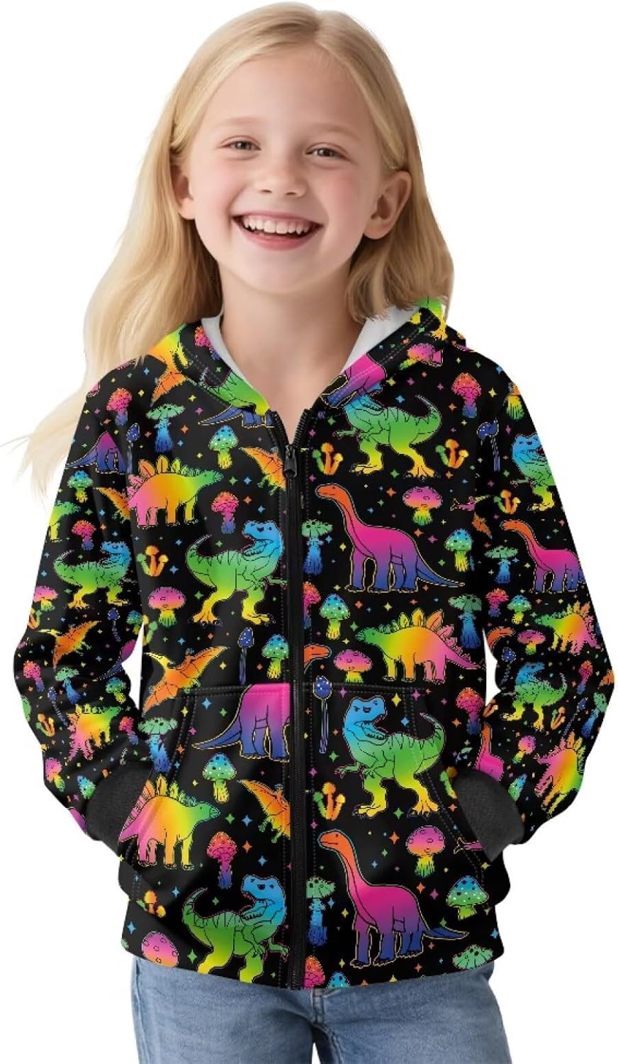 Uourmeti Zip Up Jacket for Boys Soft Plush Lined Hoodies Graphic Zipper Sweatshirt Age 6-16