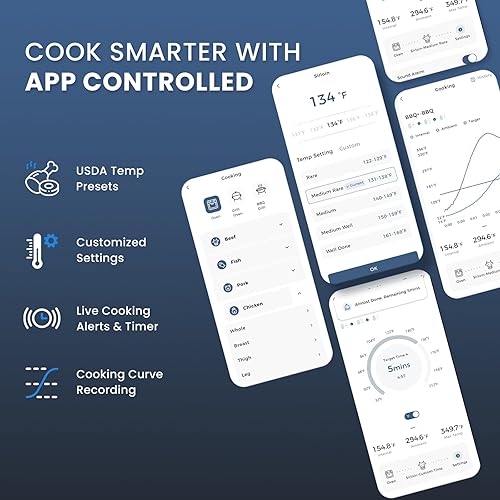 Miniatura 7 de Termómetro inalámbrico para carne a la parrilla y ahumar, CP10 nueva generación de 500 pies, termómetro de carne de 500 pies, sensor doble, alarma
