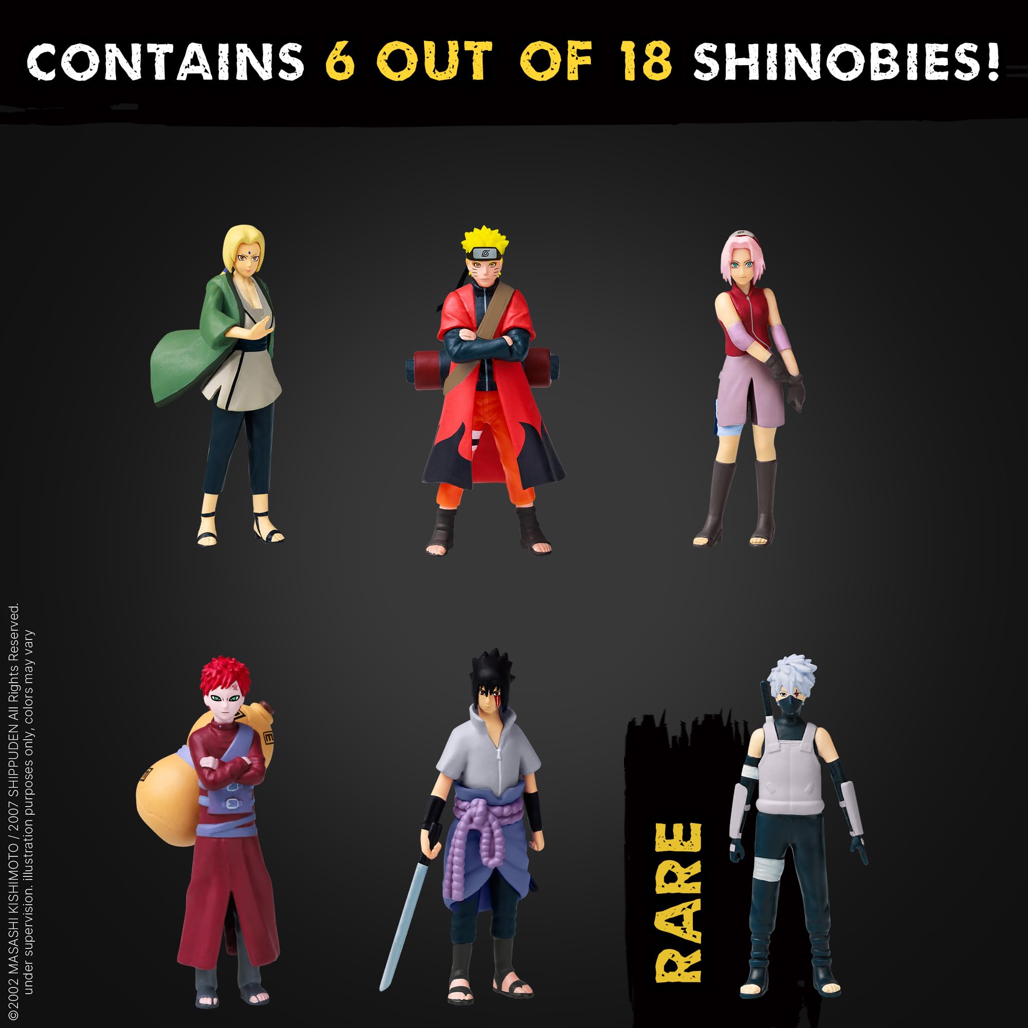 P.M.I. Naruto Shippuden Collectible Mini Figures 6 Pack Deluxe Box
