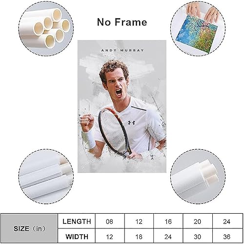 Miniatura 3 de FitNxt Andy Murray - Póster de superestrella de tenis, arte de pared, impresiones de dormitorio, decoración del hogar, cuadros en lienzo colgantes,