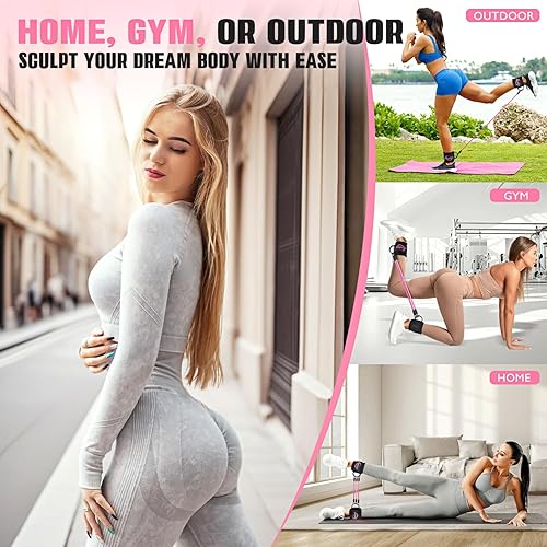 Miniatura 5 de Ankle Resistance Bands with Cuffs, Resistance Bands for Working Out, Home Gym Workout Equipment for Women, Pilates Exercise, Hip, Leg, Glute Ankle