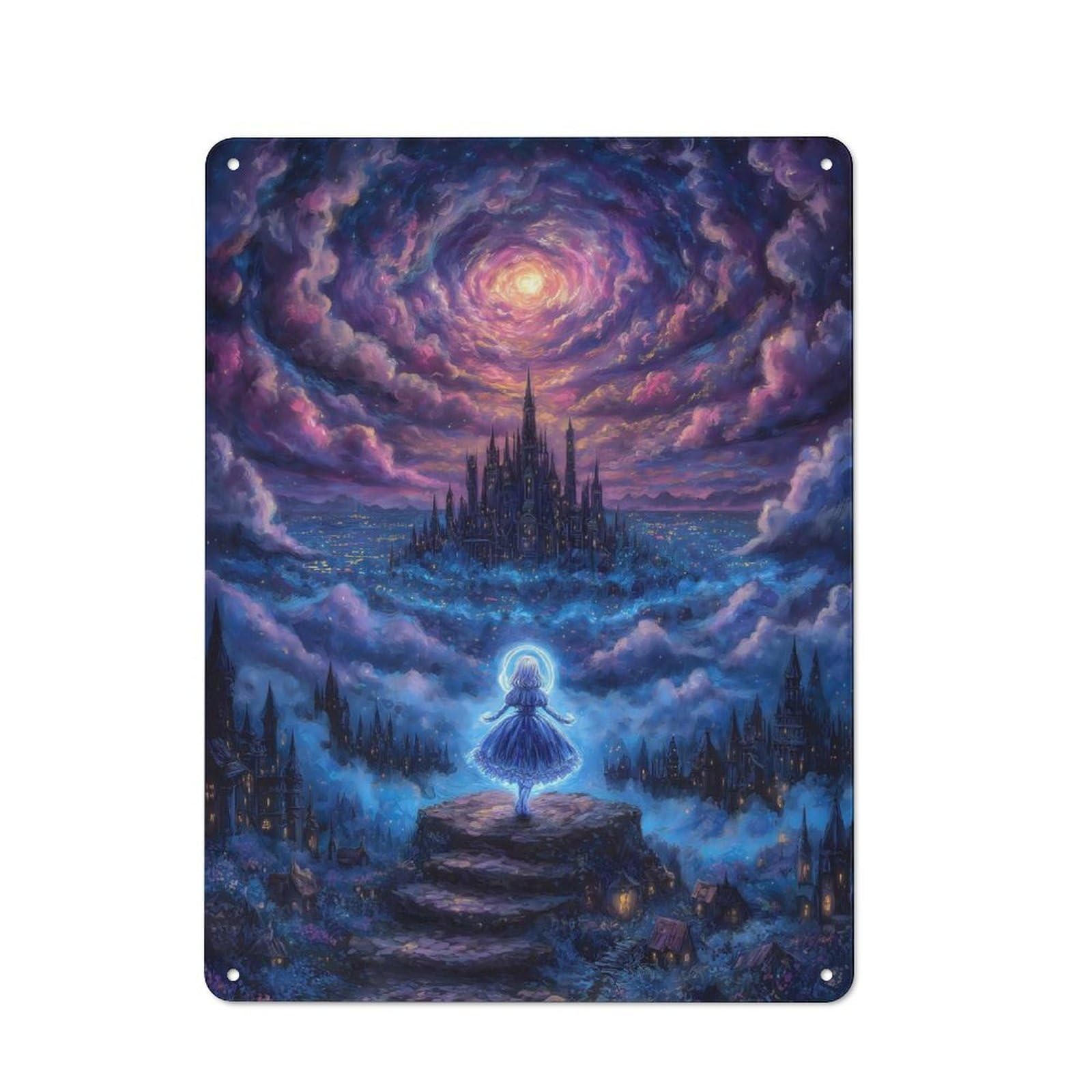 Junmoney Girls Dreamy Castle Metal Wall Sign 40X30cm Featuring For Home Bar Wall, Suited To Bar Sign Collectors