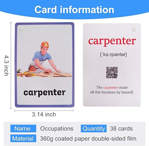 Miniatura 2 de 37 unidsset ocupaciones regalos niños tarjetas flash inglés tarjeta de bolsillo educativo aprendizaje bebé juguetes para niños pre-jardín de infantes