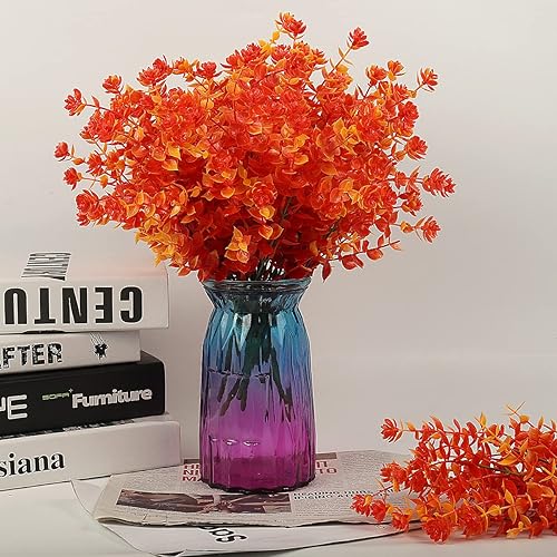 Miniatura 3 de RECUTMS - Flores artificiales, 8 ramos, de otoño, resisten rayos ultravioleta, para interior y exterior, Día de Acción de Gracias, cocina, oficina,