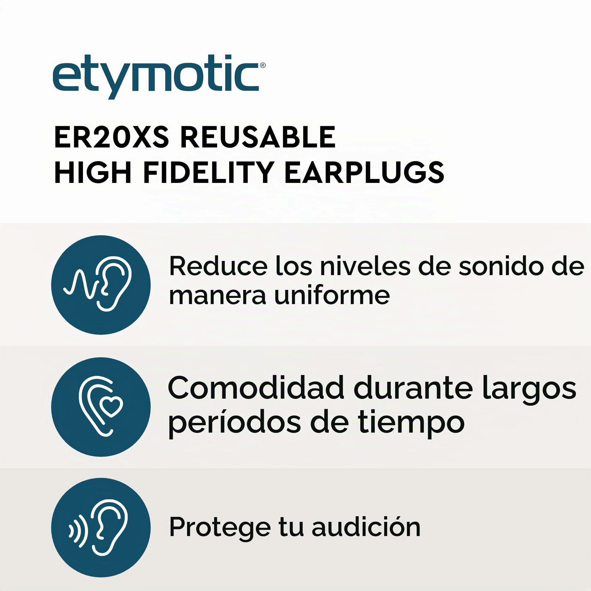 Etymotic Research ER20 X s-ccc-p tapones para los oídos de alta fidelidad en paquete polybag, 1 par, gran ajuste