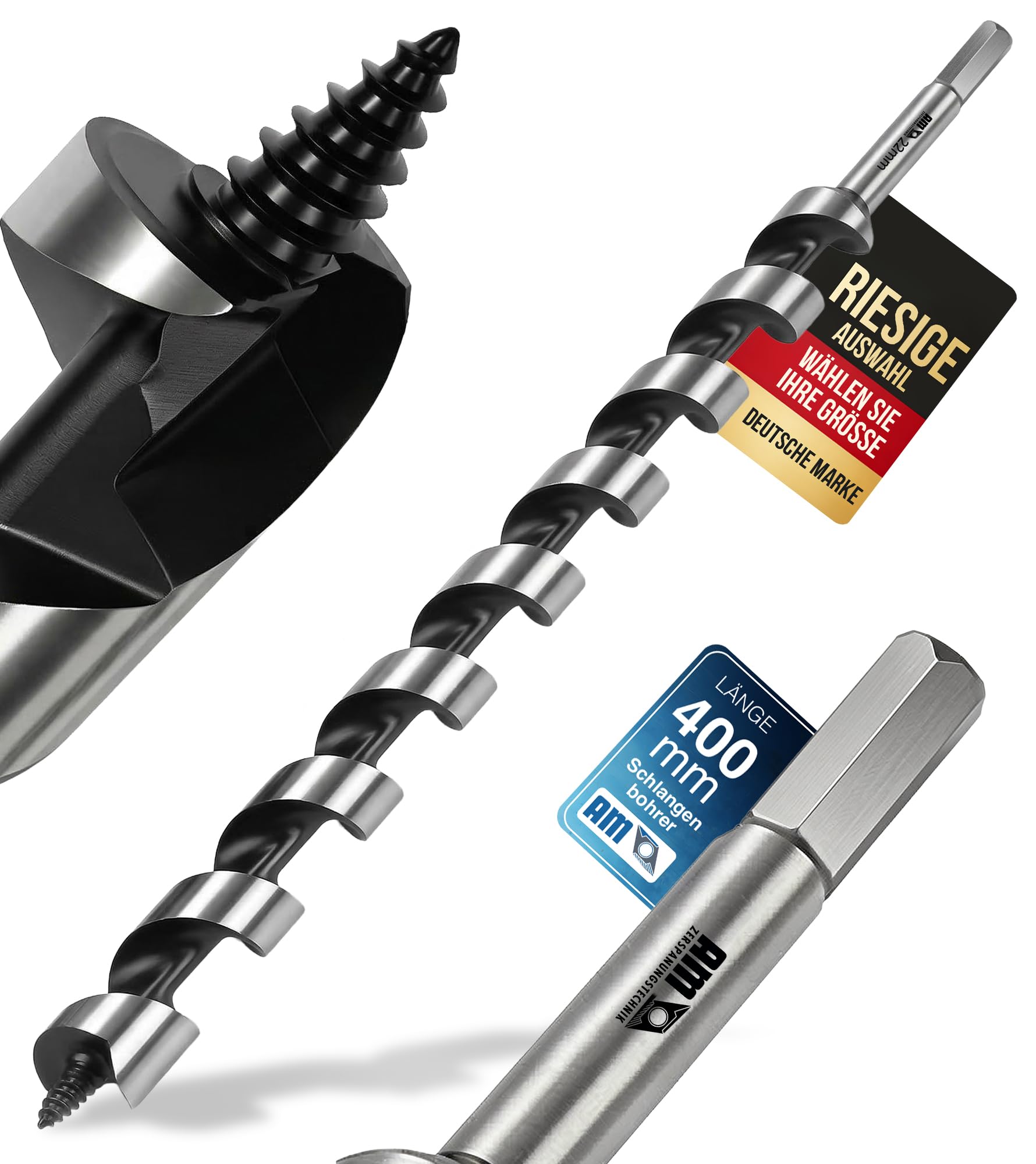 Punta per trapano a serpente, 25 mm – 400 mm, punta per legno lunga | Lewis elicoidale (Ø25 x 400 mm)