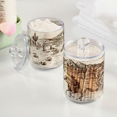 Miniatura 4 de Blueangle Paquete de 2 recipientes dispensadores para bolas de algodón, hisopos de algodón, juego de tarros de boticario de plástico para