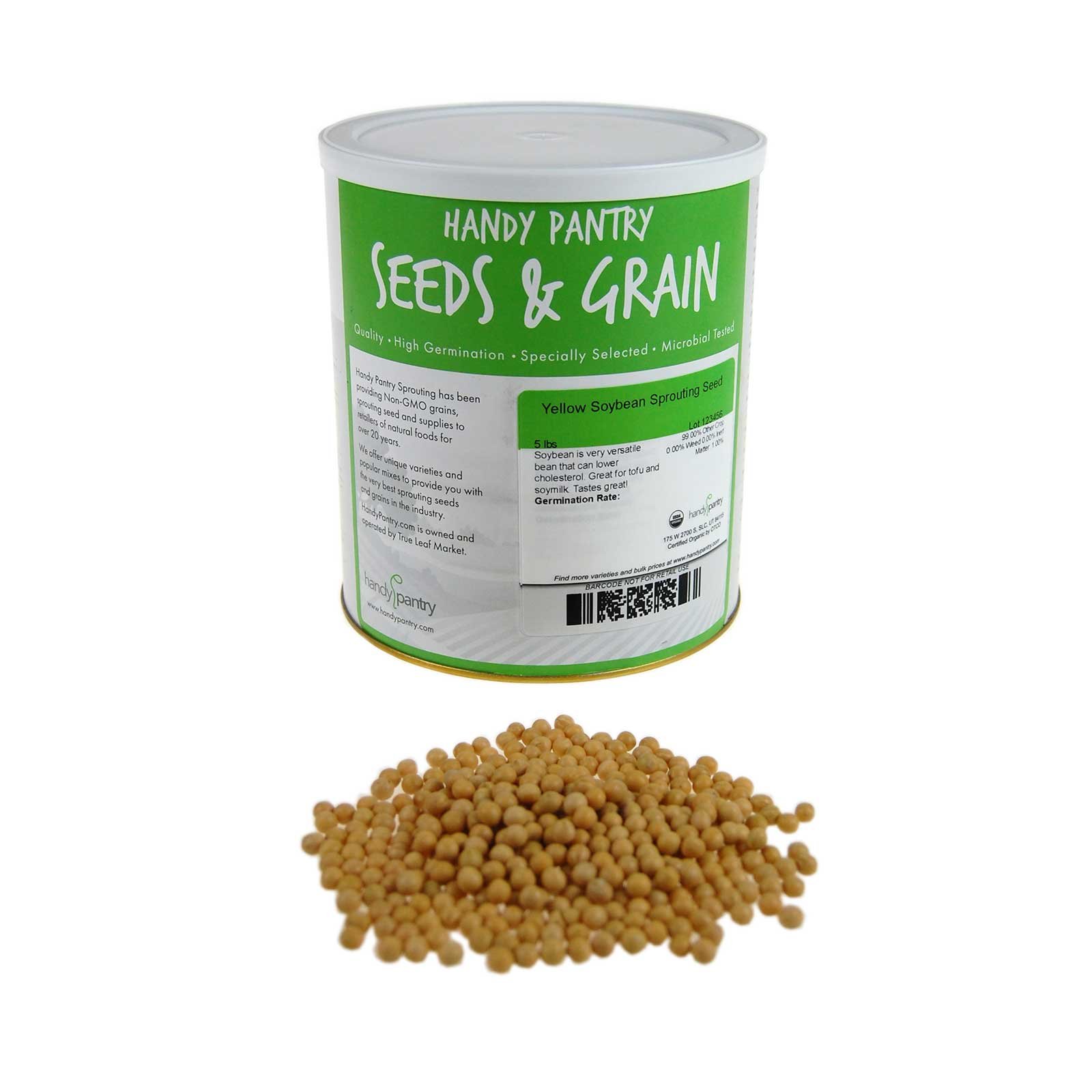Handy Pantry Certified Organic Dried Yellow Soybeans - 5 Lb - Perfect for Use in a Soy Milk Making Machine to Make Soy Milk. Makes Tofu, Roasted Soy
