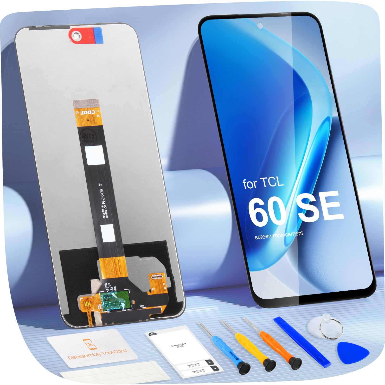 ARSSLY Display LCD per TCL 60 SE / 60 5G / 60R / 605 LCD Display per TCL 60 SE T517H 6,7 pollici LCD Display Schermo di Ricambio Touch Digitalizer Assembly con Riparazione Kit, Nero