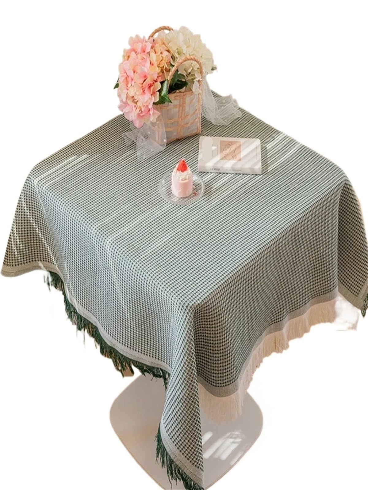 ZNTIHZ Coffee Table Cloth Tablecloth Simple Style Bedside Cover Square Round Desk For Home Decoration For Furniture Dresser(Green,90x150cm)
