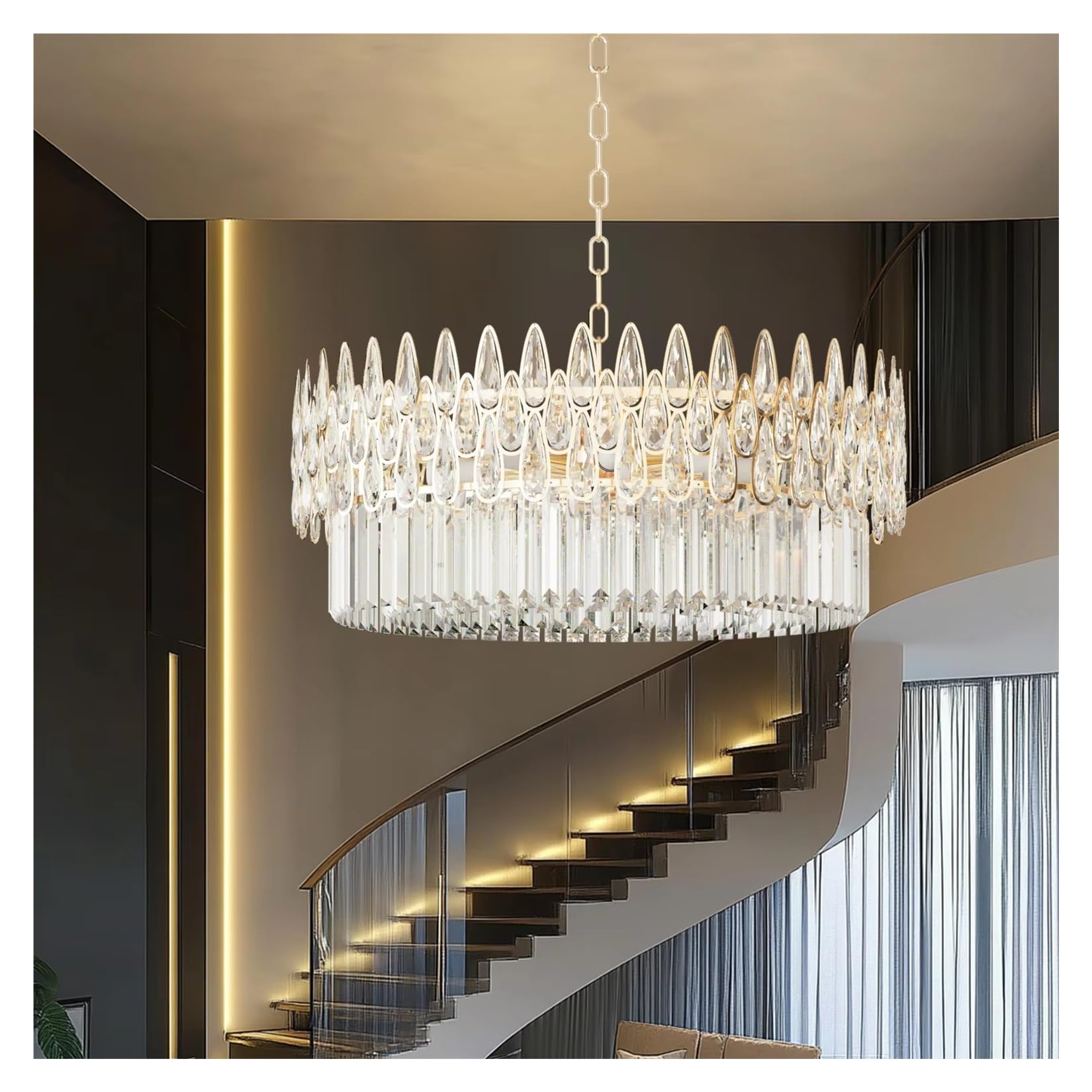 Lustre en cristal LED design moderne pour salle à manger et salon