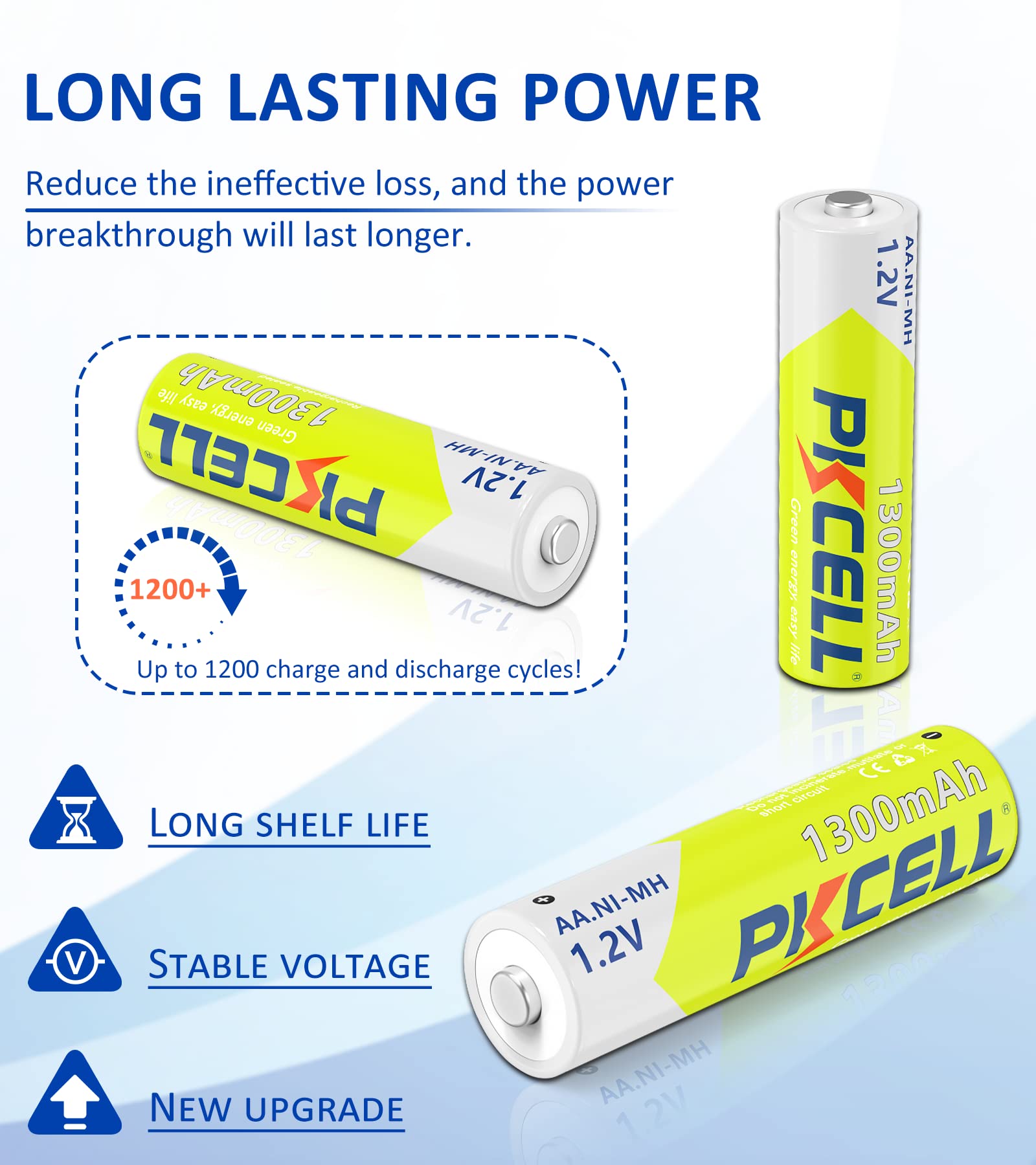 Rechargeable AA Batteries NiMH Batteries AA Batteries1300 mAh 1.2V 8