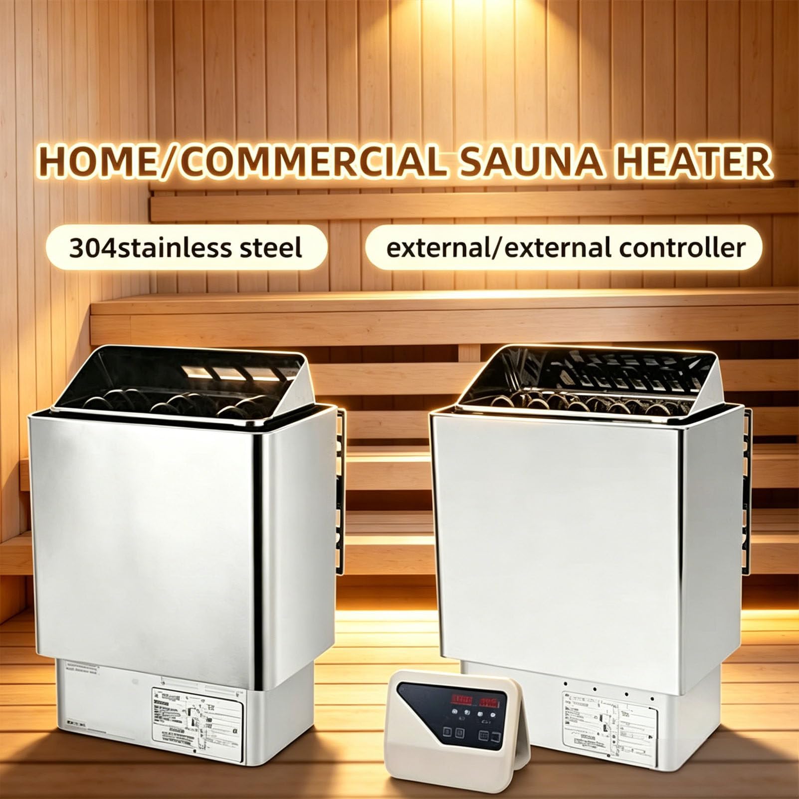 Stufa elettrica per Sauna in Acciaio Inox a Calore Secco con Controller Esterno, Riscaldamento rapido, Rilassante Esperienza Spa, Montaggio a Parete, qualità Professionale 380V-8KW